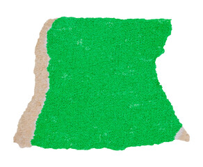 Torn fragment of green cardboard, isolated piece of paper, collage element