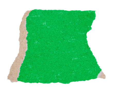 Torn fragment of green cardboard, isolated piece of paper, collage element