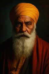 Guru nanak dev ji close up portrait illustration