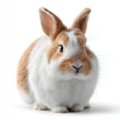 Charming Brown and White Bunny Rabbit on White