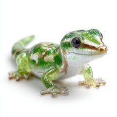 Green Speckled Gecko Isolated on White