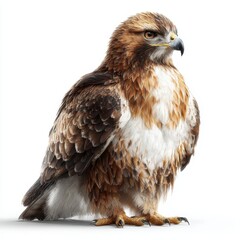 Majestic Red-Tailed Hawk on White