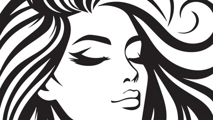 background of beautiful woman with beautiful black and white hair