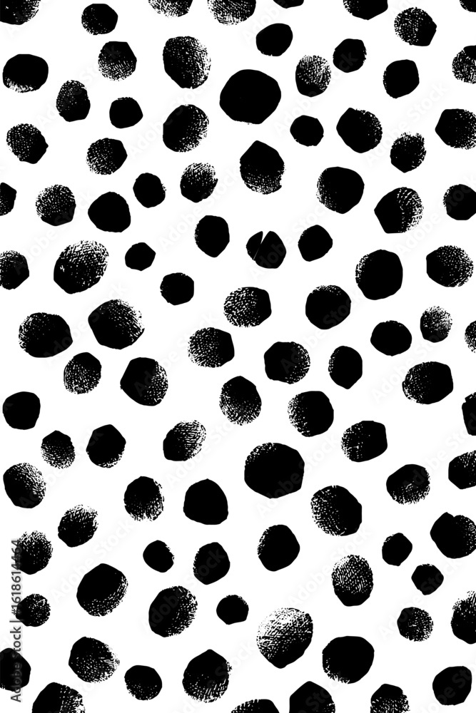 Poster abstract art poster design with floating black dots and seeds pattern for modern interiors