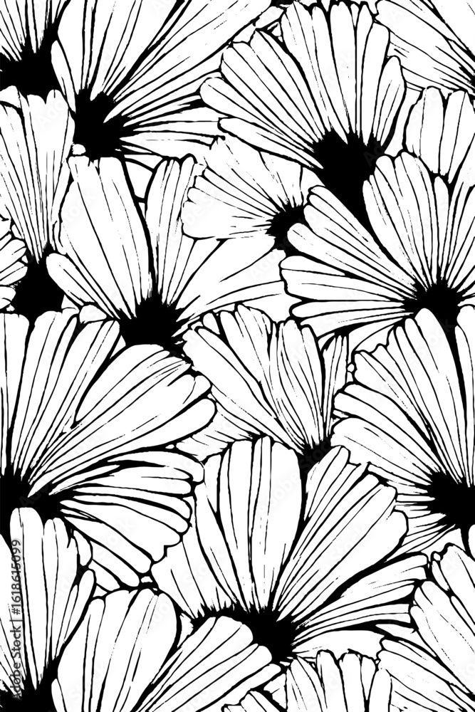 Aufkleber floral pattern of petals with solid inner shadows for decorative design and print projects