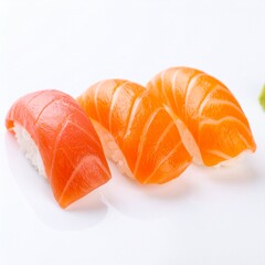 Delicious Salmon Nigiri Sushi A Culinary Delight on White