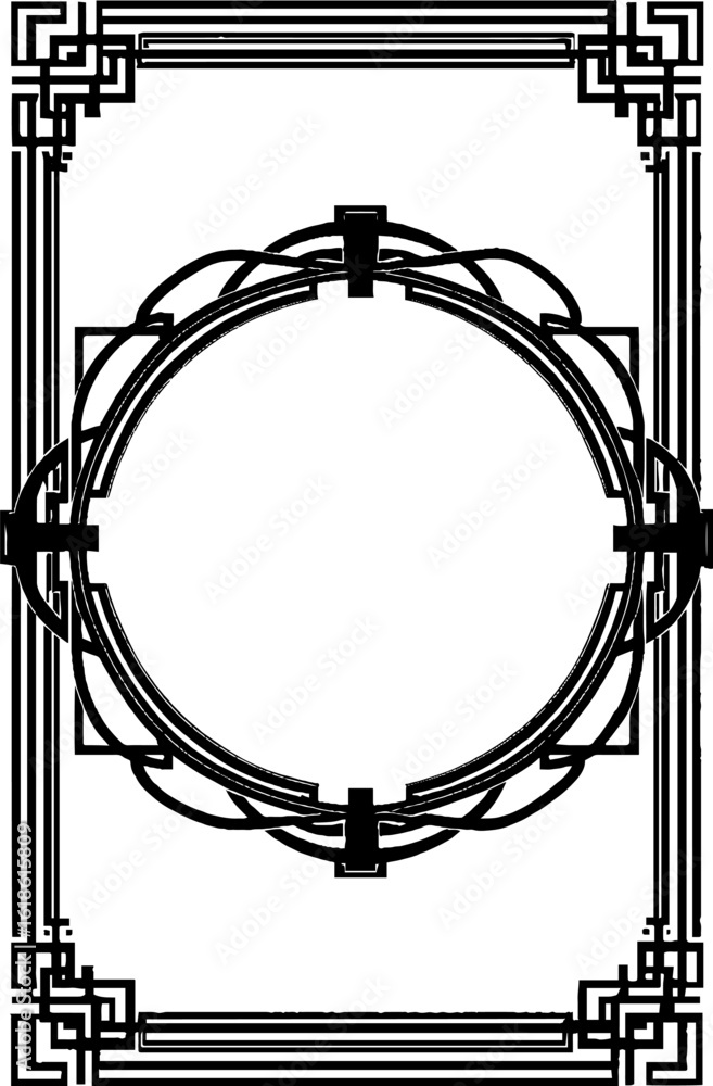 Poster ornamental frame with intersecting circles for decorative design projects