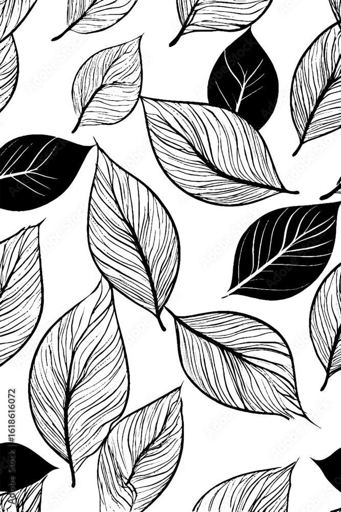 Poster semi abstract forest leaves pattern design for backgrounds and retro projects