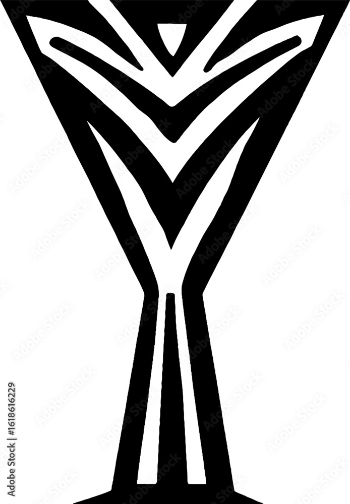 Poster abstract geometric motif with trapezoidal forms and pillars for retro design