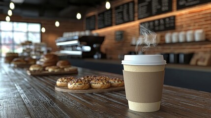 Freshly Brewed Coffee in Cozy Cafe Setting with Delicious Pastries