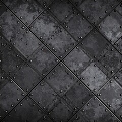 Textured Dark Metal Diamond Pattern with Rivets Background