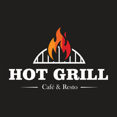 Hot Grill Logo Design Vector Template