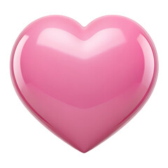 Glossy pink heart shape isolated on transparent background