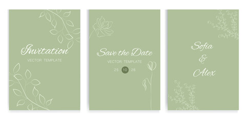 Name wedding invitation with yellow wildflowers Vector design Line art