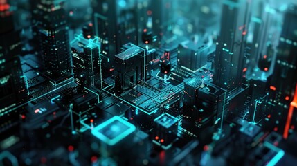 Digital futuristic cityscape