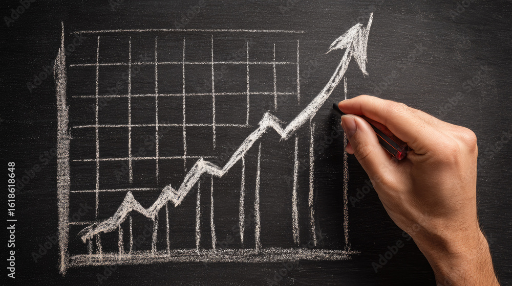 Poster analyzing growth trends in business performance charts office setting infographic professional envir