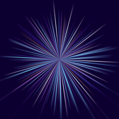 Abstract light rays radiating from a central point with a dark background