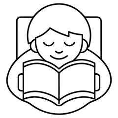 Thin line icon of a person sleeping peacefully