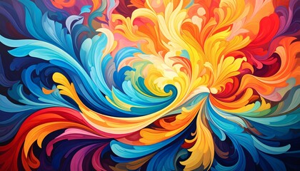 Vibrant Swirling Abstract Art - Dynamic Color Explosion Background