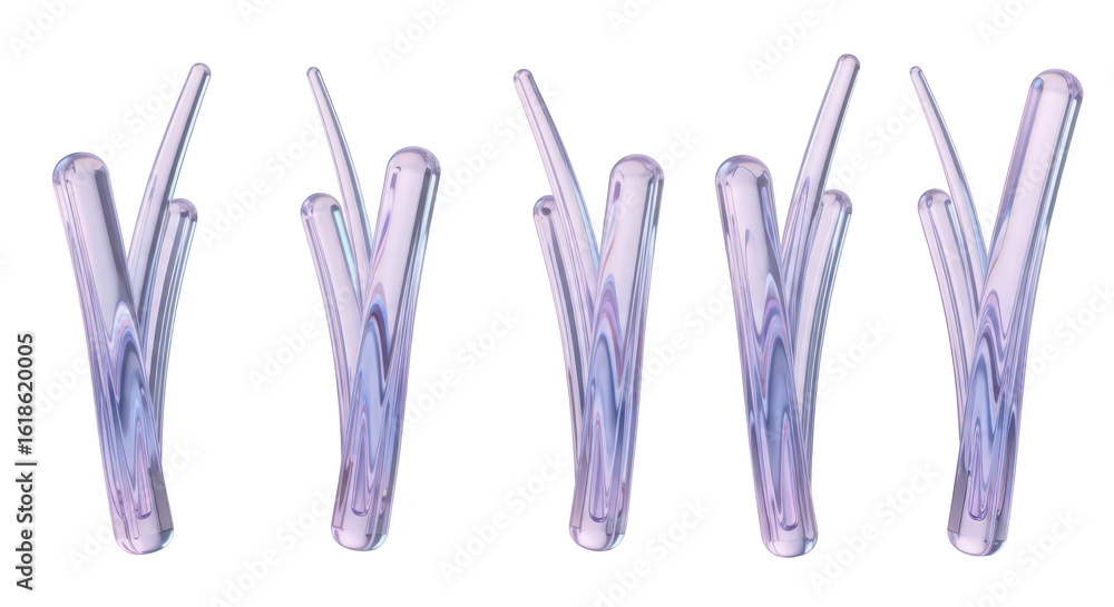 Poster 3d rendered transparent liquid art structures arranged on white background for abstract design patte