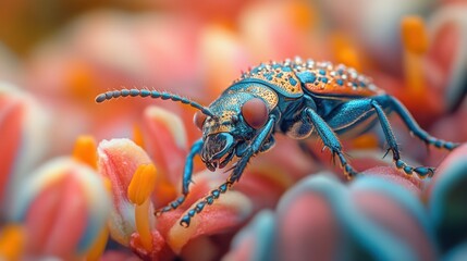 Colorful insect perched on vibrant flower petals (1)