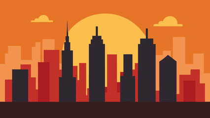 Iconic city skyline with a single prominent skyscraper urban landmark view