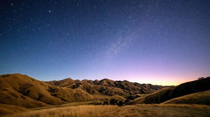 Fototapeta premium Night landscape, mountains under a starlit sky