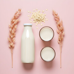 Organic Oat Milk Bottle Glasses Vegan Dairy Free Drink