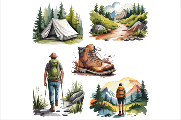 A simple and clear name for this image could be:
Red winter boots standing on snow in a colorful illustration
