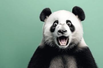 Naklejka premium Hilarious shocked panda with dramatic reaction