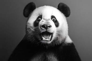 Obraz premium Hilarious shocked panda with dramatic reaction