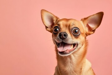 Obraz premium Funny shocked puppy with big eyes and alert ears