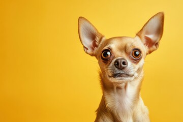 Obraz premium Funny shocked puppy with big eyes and alert ears