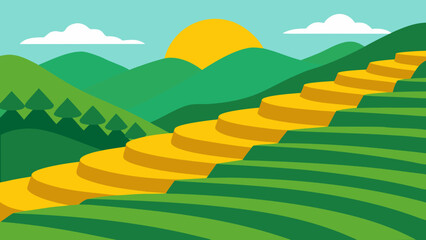 Obraz premium Beautiful Landscape of Naturally Formed Terraced Rice Paddies