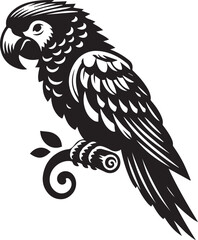 Bird Parrot Logo Vector Black Silhouette Illustration