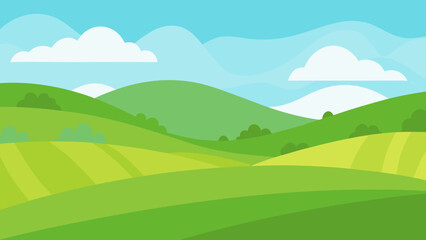 Obraz premium Beautiful Landscape of Rolling Grass Covered Hills in Spring