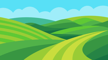 Obraz premium Expansive Landscape of Rolling Green Hills as Far as the Eye Can See