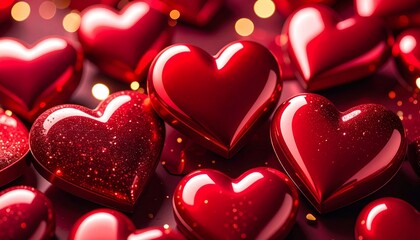 _ Valentines day background banner - abstract panorama background with red hearts .