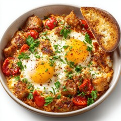 Shakshuka: Middle Eastern Eggs with Tomato and Bread
