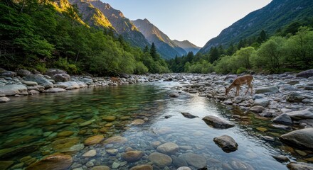 Twin Waterfalls Surrounded by Tropical Trees and Rocks

