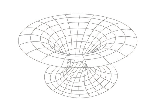 Rotating paraboloid wireframe mesh on a clear background, ideal for technology, science, or design assignments