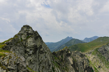 view of summer green mountains fagaras carpathians ridges mountain chain eastern europe