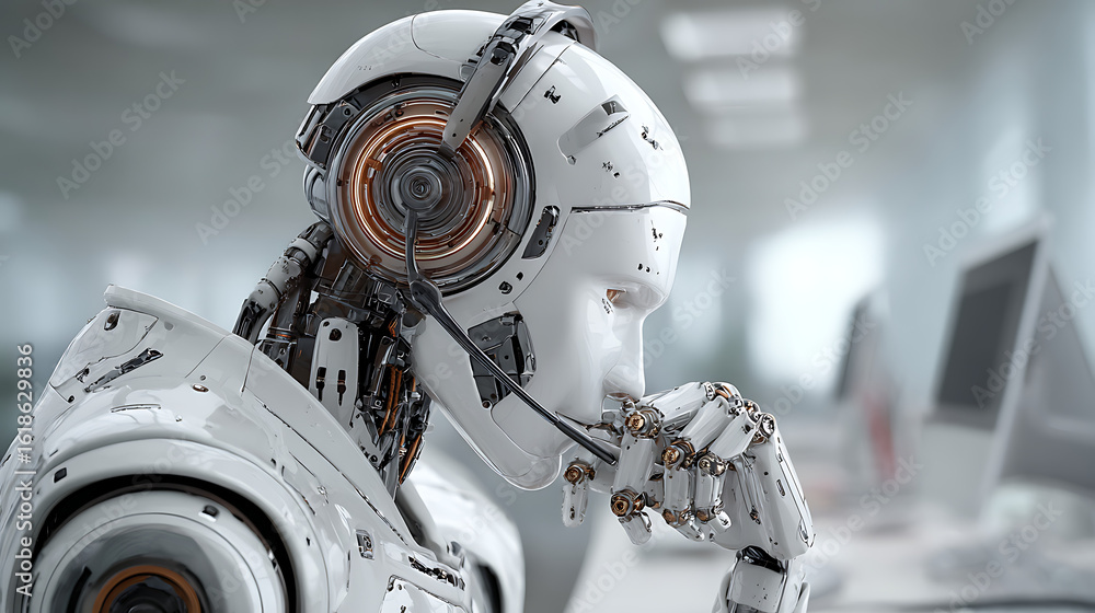 Poster an ai agent acts as a virtual assistant and artificial intelligence representative, providing robot 