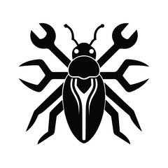Bug with Wrenches Silhouette Symbol for Software Repair and Maintenance
