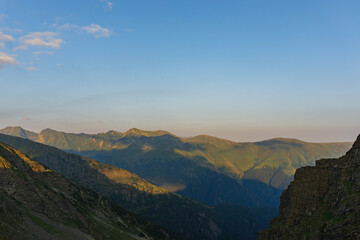 Fototapeta premium sunset over the mountains fagaras carpathians ridges mountain chain eastern europe