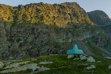 big mountain shelter at high altitude in fagaras carpathians 