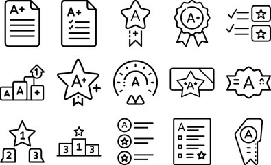 Set of Grade Icons Educational Rating and Evaluation Symbols