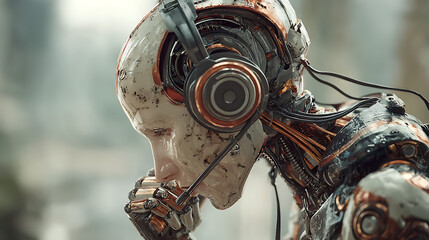 An AI agent acts as a virtual assistant, providing support as an artificial intelligence representative during the evolution of AGI, the rise of robot automation, and the singularity in technology