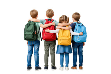 group of childreni looking at something isolated on white