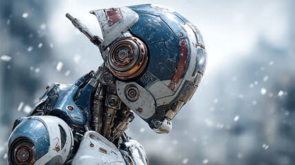 An AI humanoid robot stands in a futuristic space, representing artificial intelligence, robotics, and next-generation technology